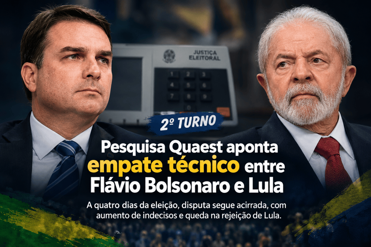 Quaest aponta empate técnico entre Flávio Bolsonaro e Lula a quatro dias do segundo&nbsp;turno